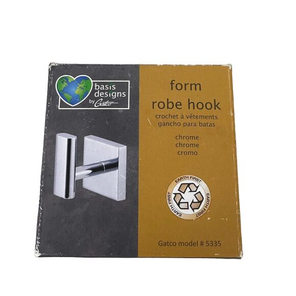 Gatco Basic Designs Form Robe Hook New In Box Model #5335 Silver Modern Simple - Picture 10 of 10
